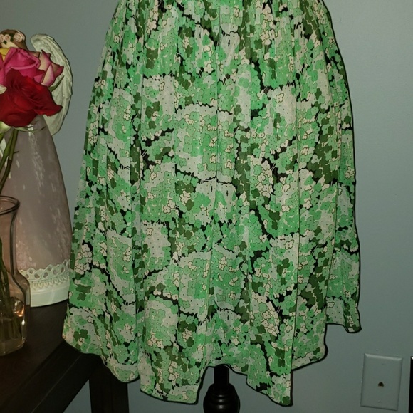 Anthro Anna Sui Silk Strapless Green Clovers Dress - Picture 6 of 8